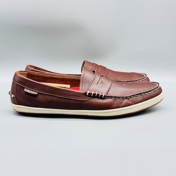 Cole Haan Shoes Mens 13 Brown Leather Driving Penny Loafers Moc Slip On Walking - Picture 1 of 11
